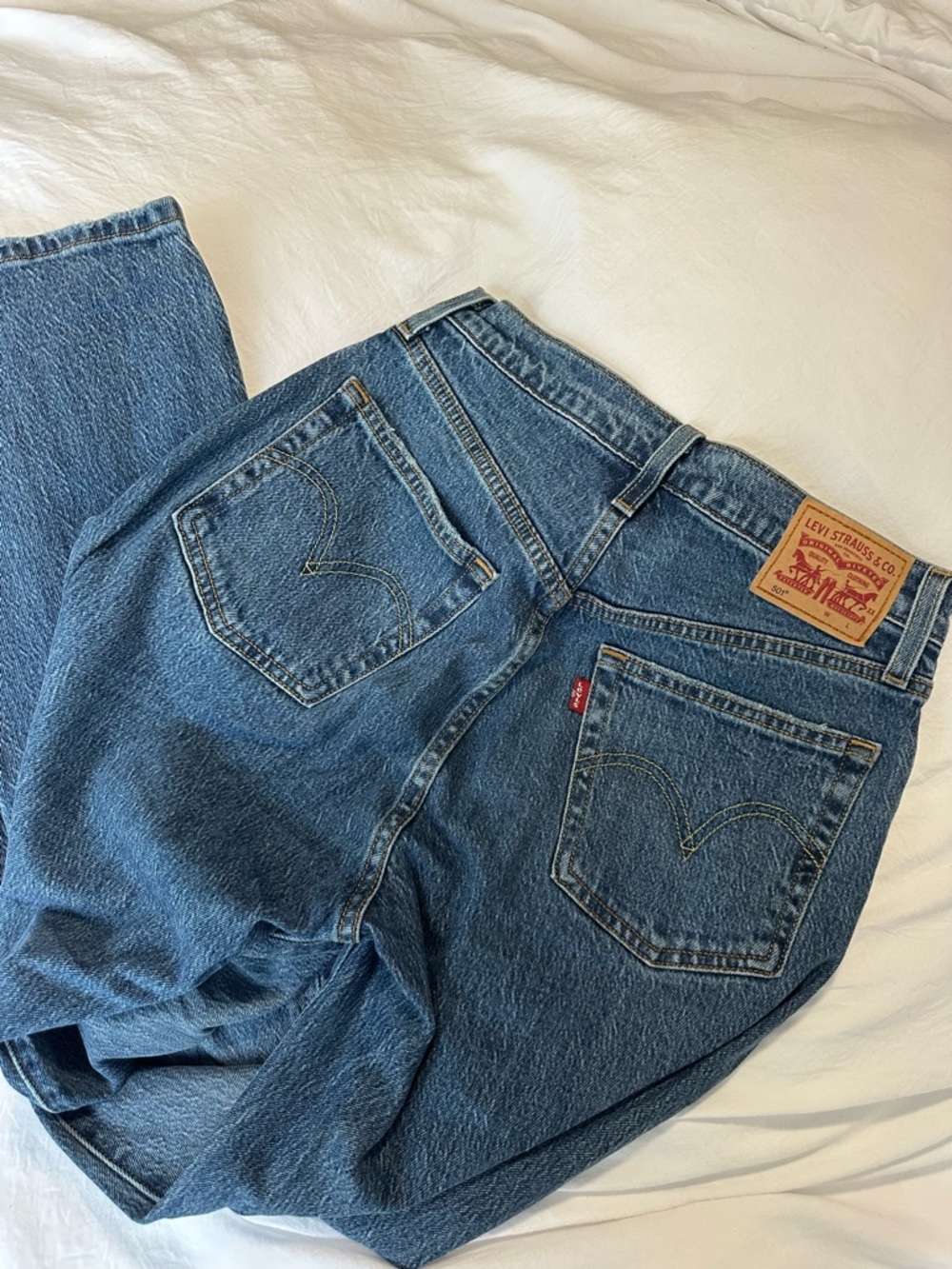 Levi's Medium Blue 501 Straight-Leg Denim Jeans